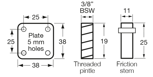 Twin Series castor mount drawing
